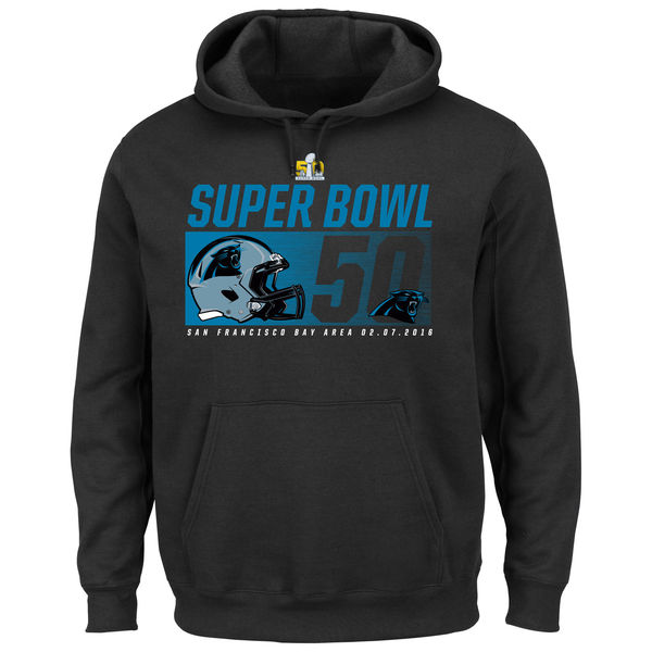 Men Carolina Panthers Majestic Super Bowl #50 Bound On Our Way Pullover Hoodie Black->san francisco 49ers->NFL Jersey